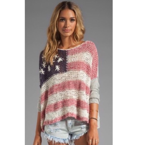 Free People Sweaters - FREE PEOPLE USA Flag wool blend sweater